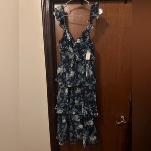 Altar’d State Blue Floral Tiered Maxi Dress